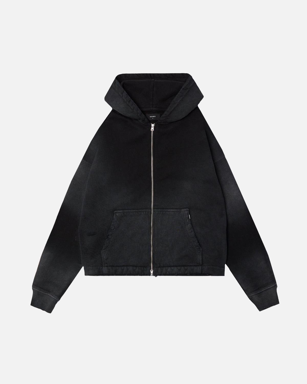 Cropped Weave Zip Hoodie - Sunfaded Black