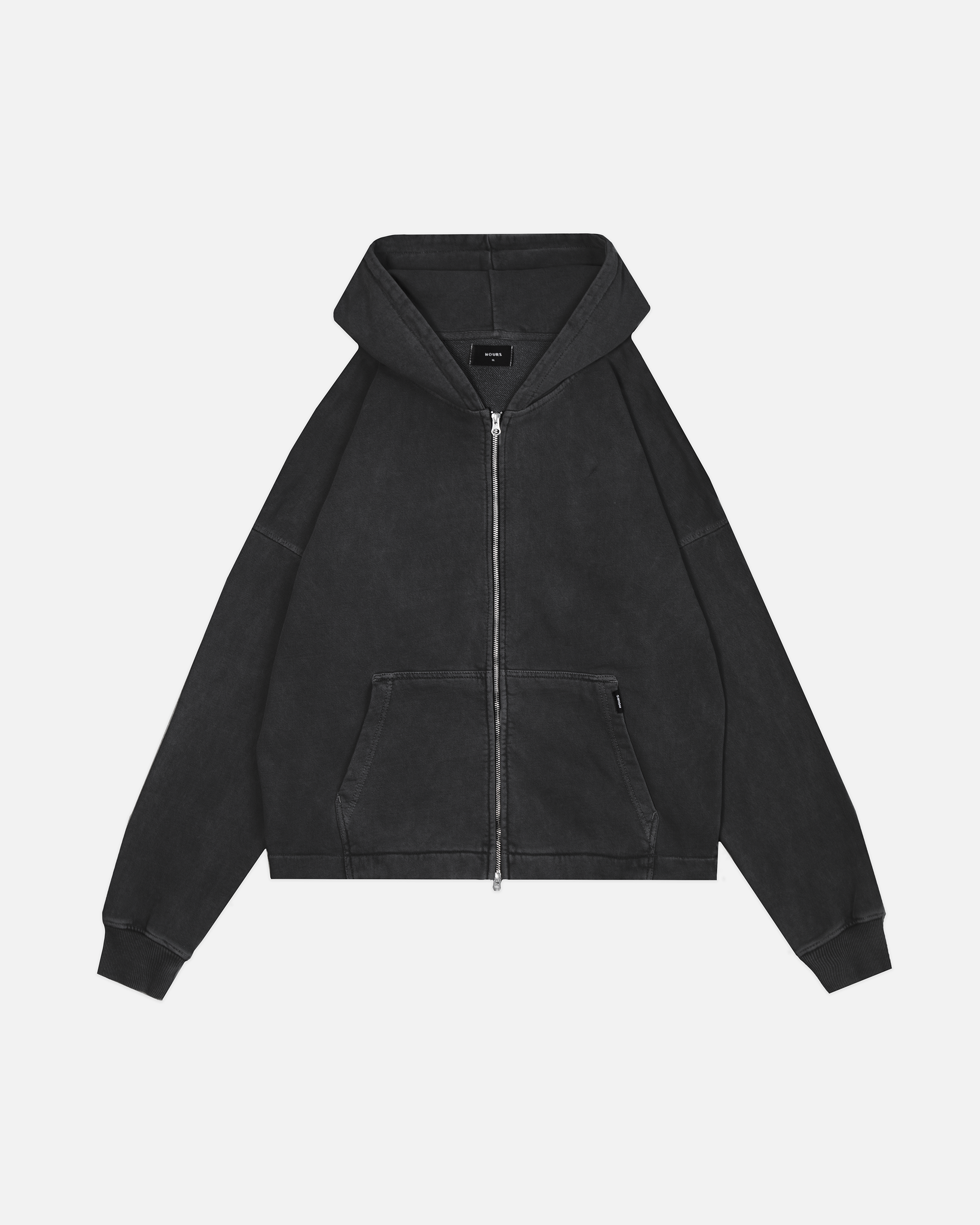 Cropped Zip Hoodie - Vintage Black – Hours