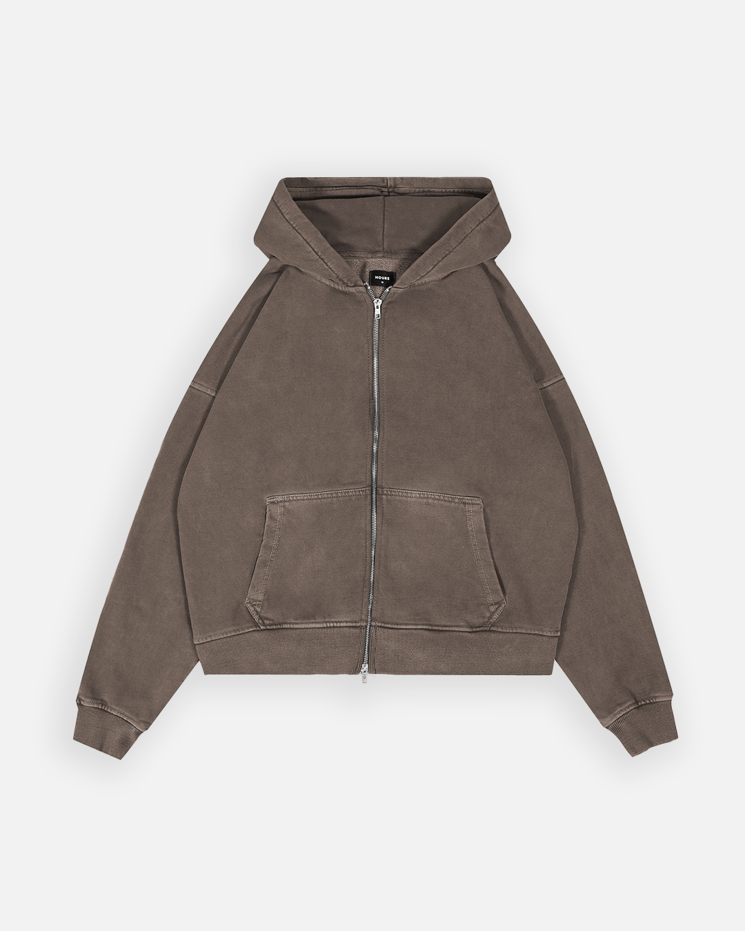 Drop Shoulder Zip Hoodie Vintage Brown Hours