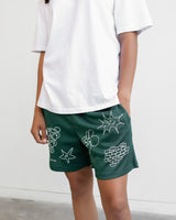 Graphic Mesh Shorts - Forest Green