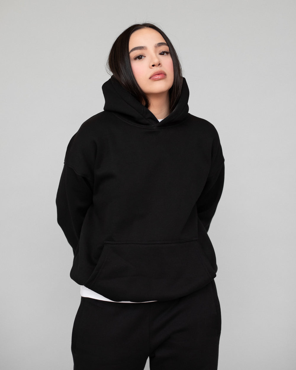 Drop Shoulder Hoodie Black Hours