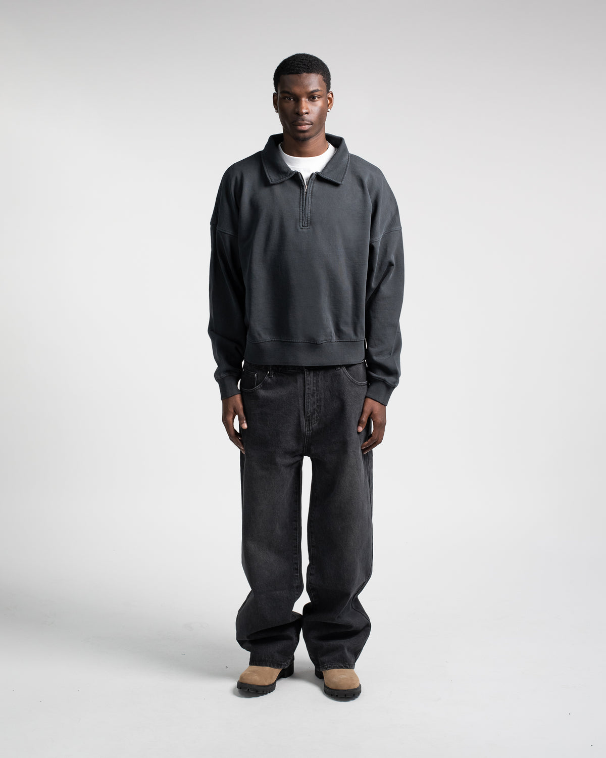 Cropped 1/4 Zip - Vintage Black