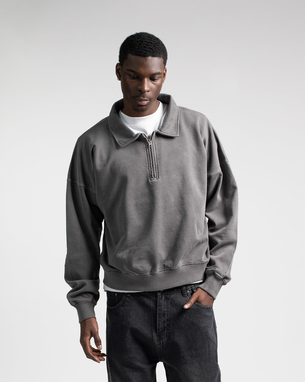 Cropped 1/4 Zip - Vintage Grey