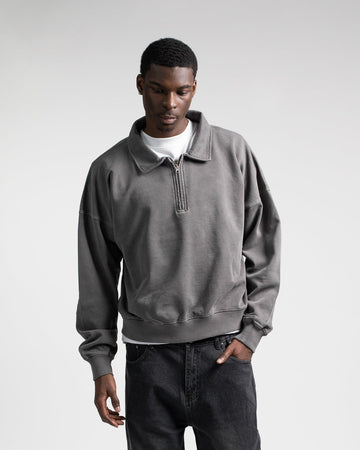Cropped 1/4 Zip - Vintage Grey