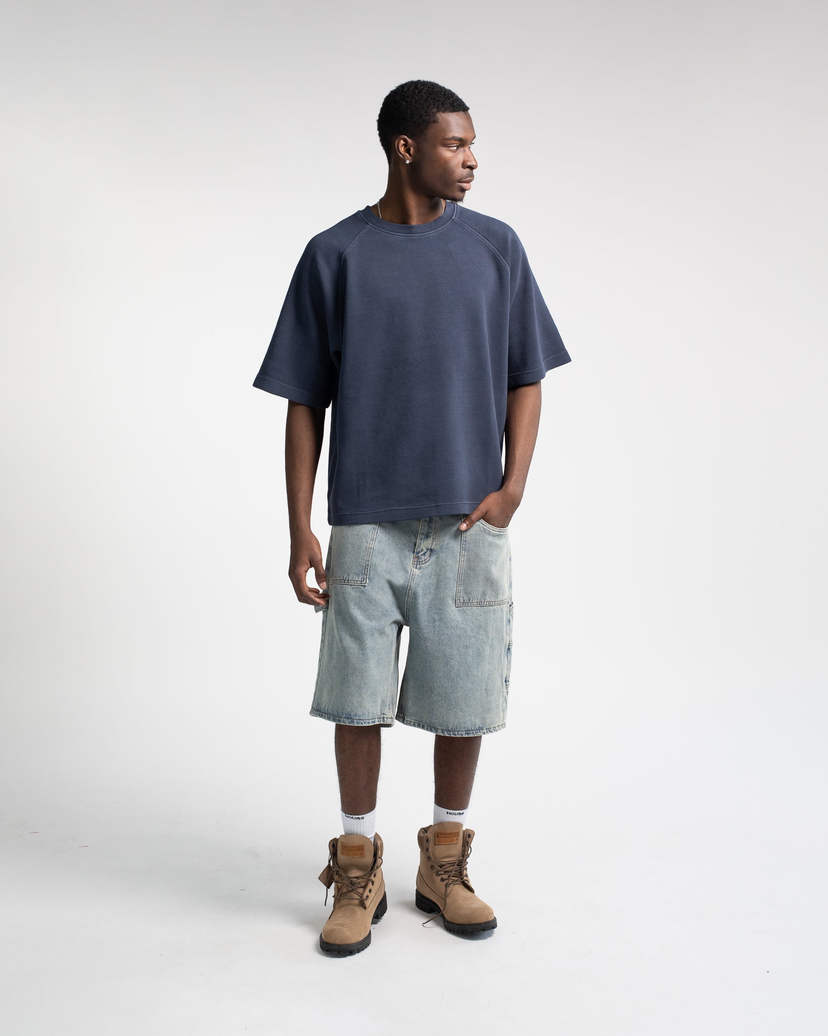 Thermal Boxy T-Shirt - Vintage Navy
