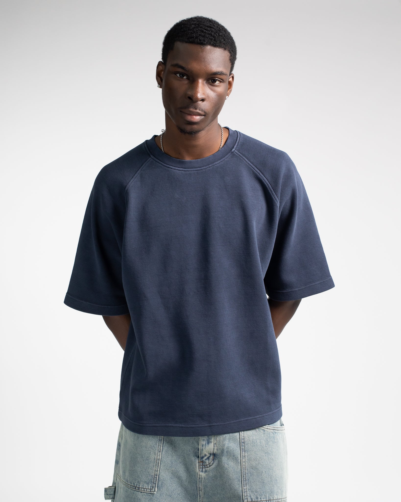 Thermal Boxy T-Shirt - Vintage Navy