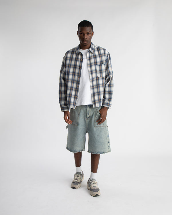 Cropped Flannel - Blue