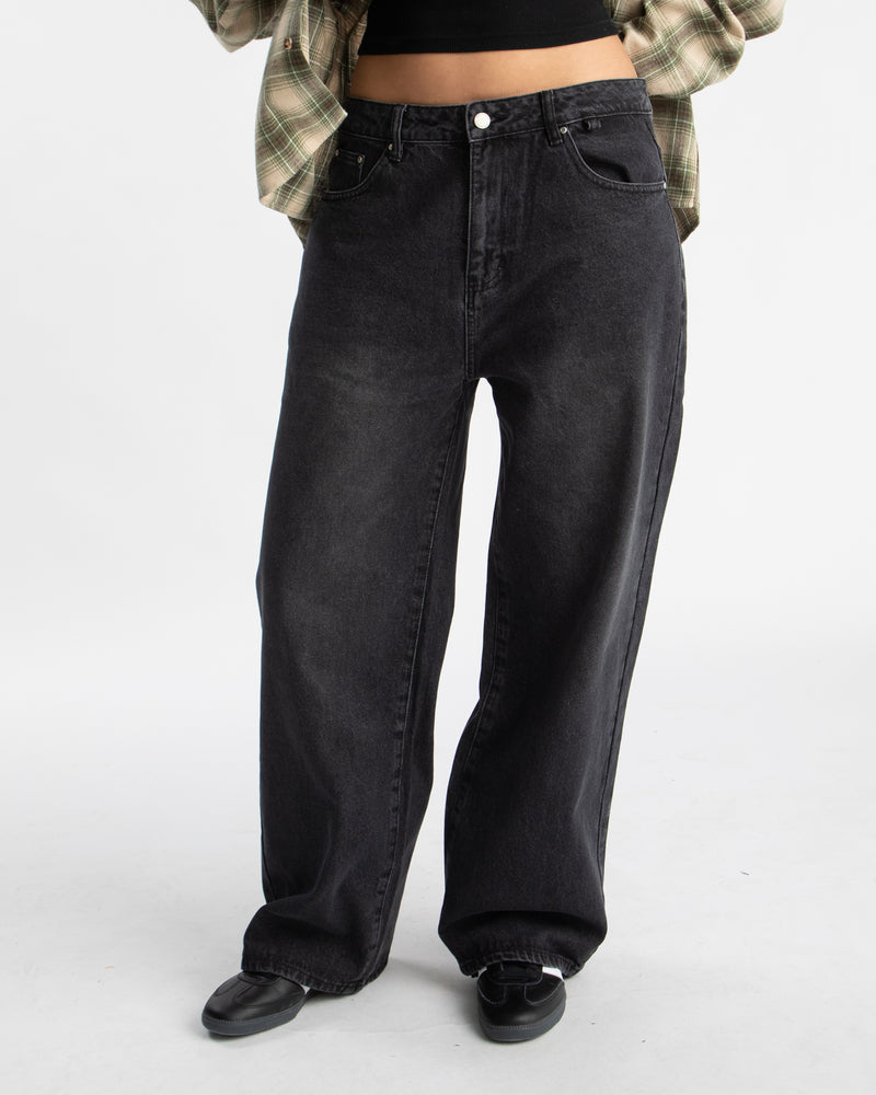 Baggy Denim Pants - Washed Black