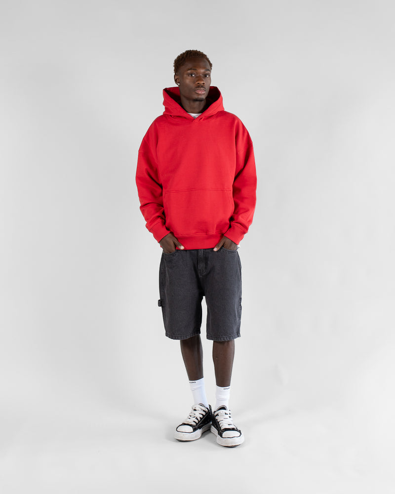 Drop Shoulder Hoodie - Red