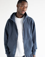 Drop Shoulder Zip Hoodie - Vintage Navy