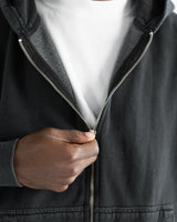 Drop Shoulder Zip Hoodie - Vintage Black