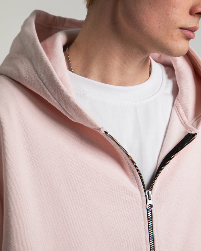 Drop Shoulder Zip Hoodie - Blush