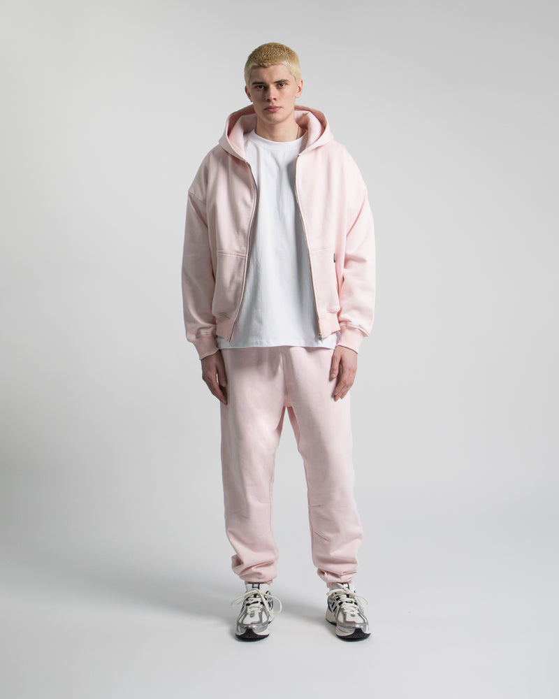 Drop Shoulder Zip Hoodie - Blush