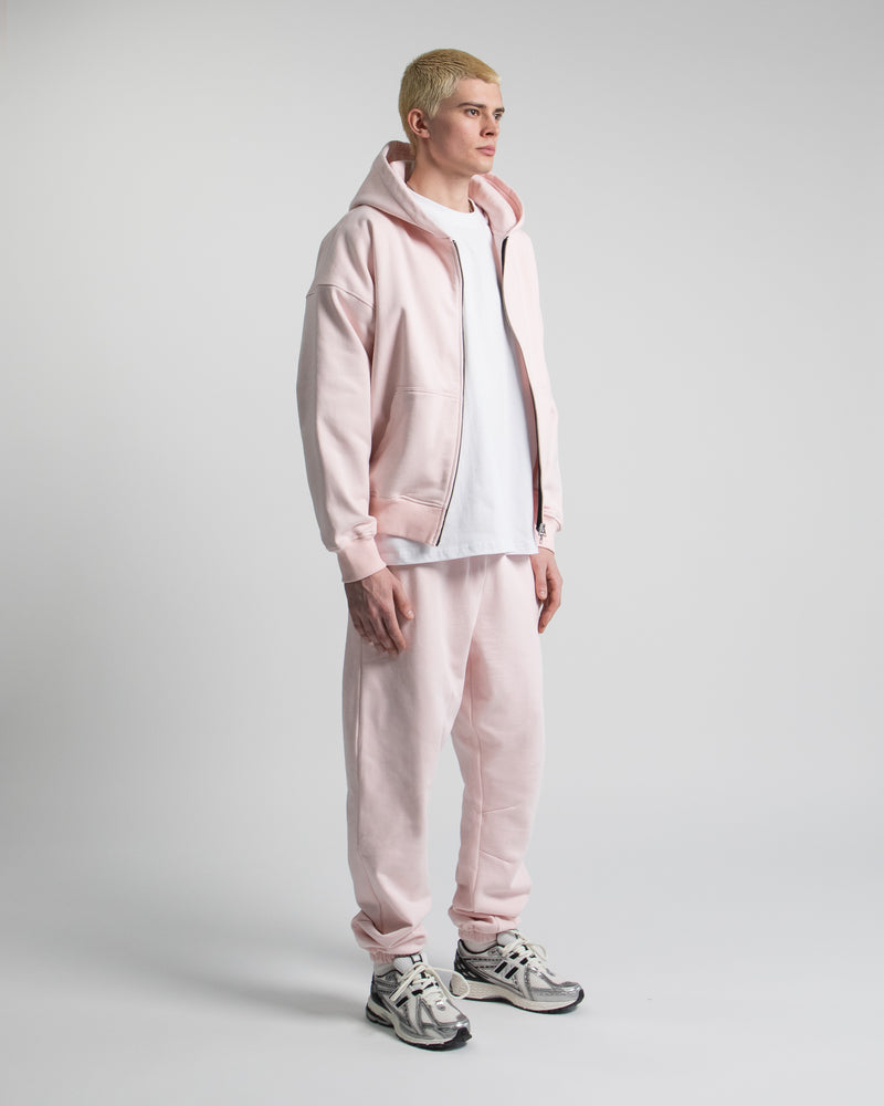 Drop Shoulder Zip Hoodie - Blush
