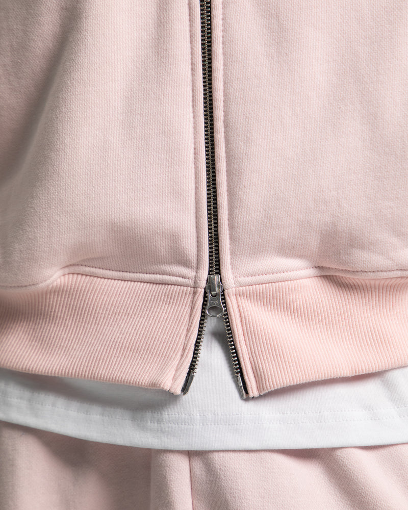 Drop Shoulder Zip Hoodie - Blush