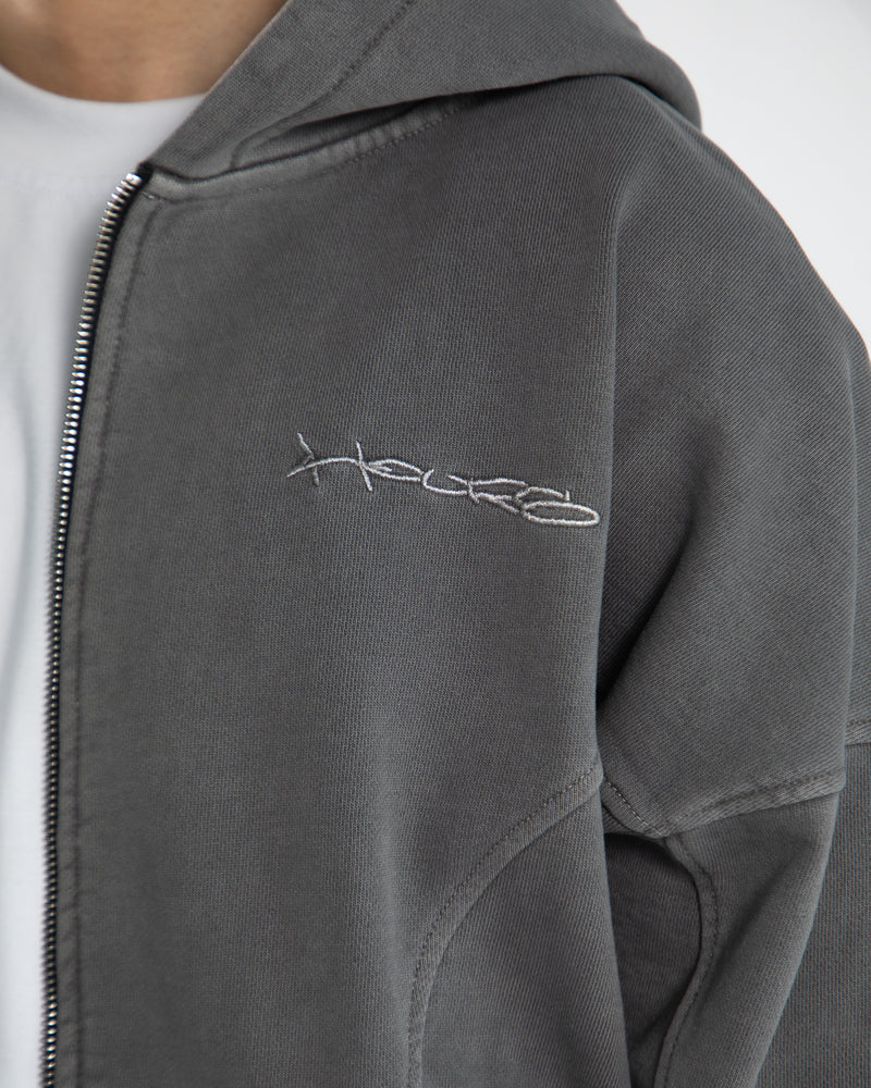 Signature Zip Hoodie - Vintage Grey