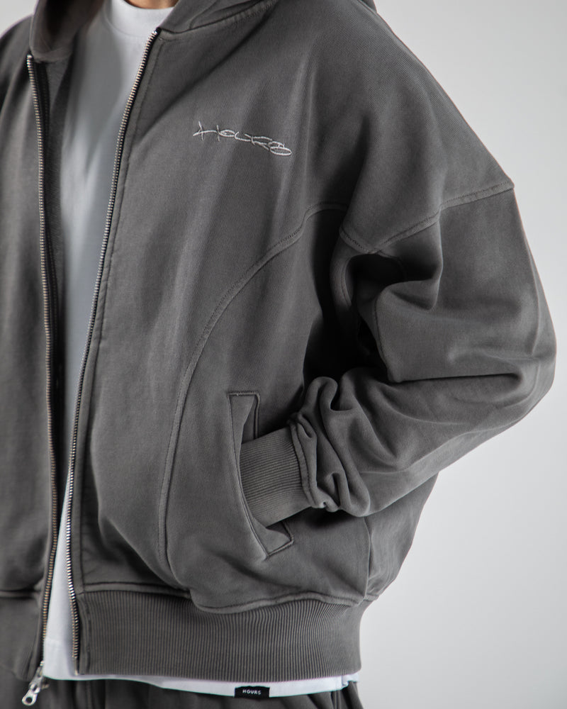 Signature Zip Hoodie - Vintage Grey