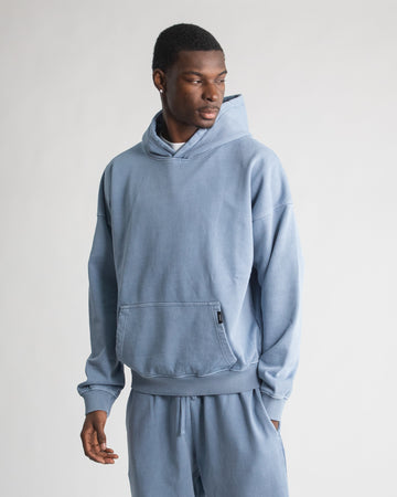 Drop Shoulder Hoodie - Vintage Blue