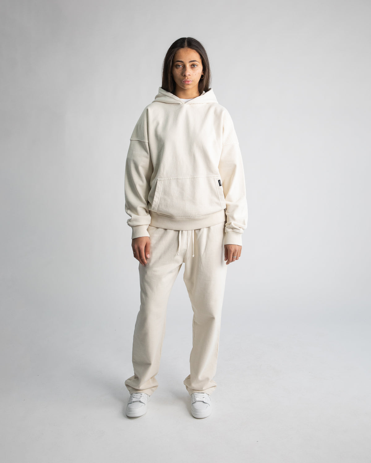 Drop Shoulder Hoodie - Vintage Bone