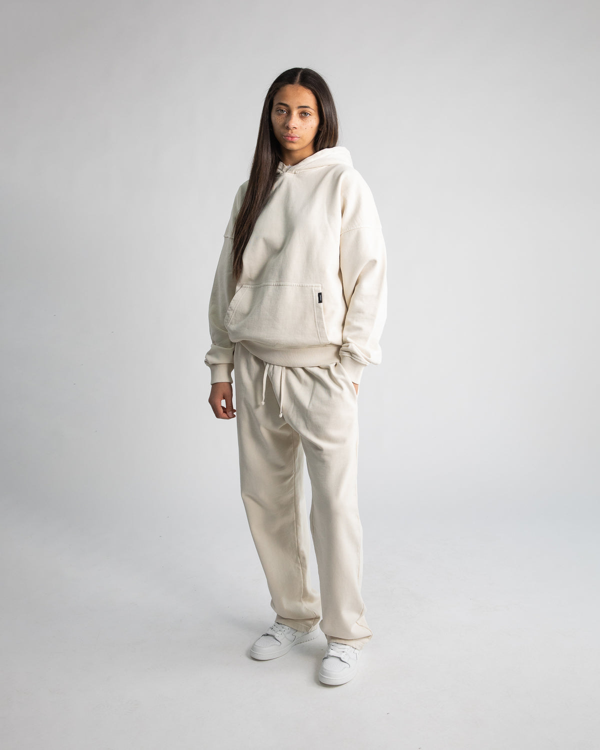 Drop Shoulder Hoodie - Vintage Bone