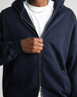 Drop Shoulder Zip Hoodie - Navy