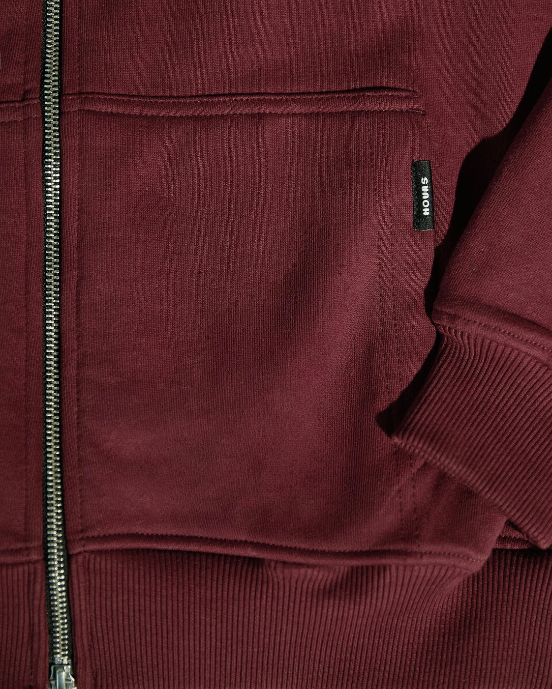 Drop Shoulder Zip Hoodie - Burgundy