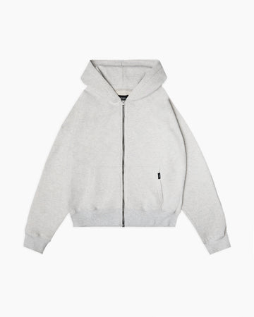 Drop Shoulder Zip Hoodie - Ash