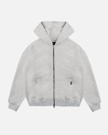 Drop Shoulder Zip Hoodie - Ash