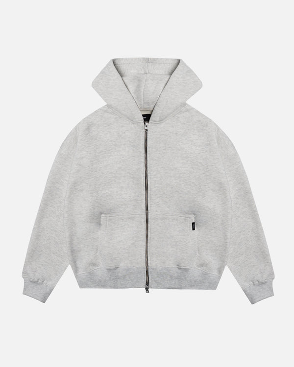 Drop Shoulder Zip Hoodie - Ash