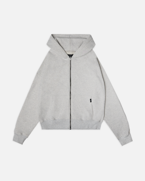 Drop Shoulder Zip Hoodie - Ash