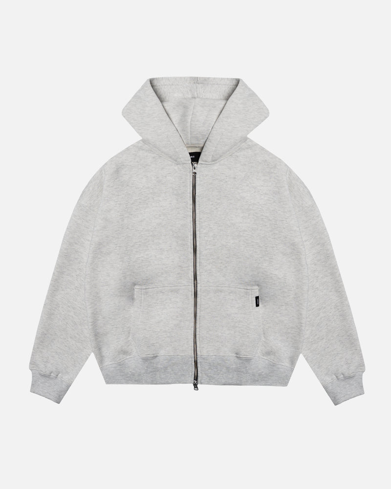 Drop Shoulder Zip Hoodie - Ash