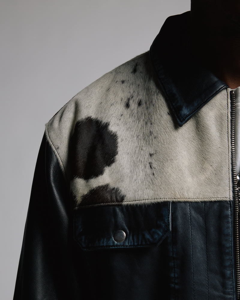 Cowhide Leather Jacket - Black