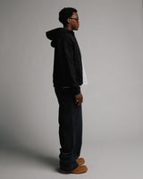 Double Layer Zip Hoodie - Black