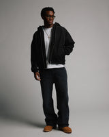 Double Layer Zip Hoodie - Black