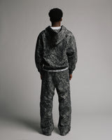 Drop Shoulder Zip Hoodie - Black Camo