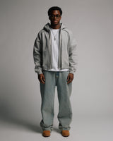 Double Layer Zip Hoodie - Grey