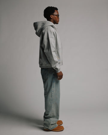 Double Layer Zip Hoodie - Grey