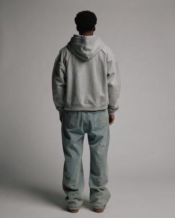 Double Layer Zip Hoodie - Grey