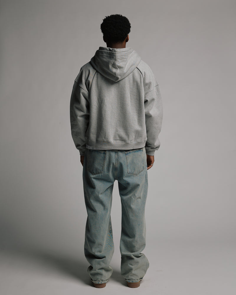 Double Layer Zip Hoodie - Grey