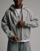 Double Layer Zip Hoodie - Grey