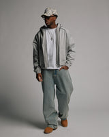 Double Layer Zip Hoodie - Grey