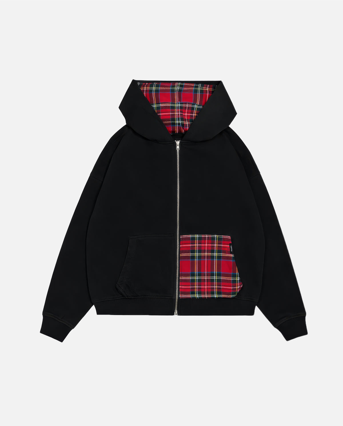 Flannel Zip Hoodie - Black