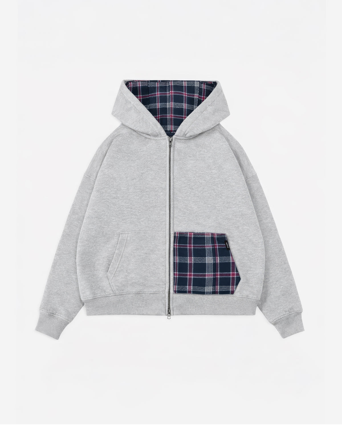 Flannel Zip Hoodie - Grey