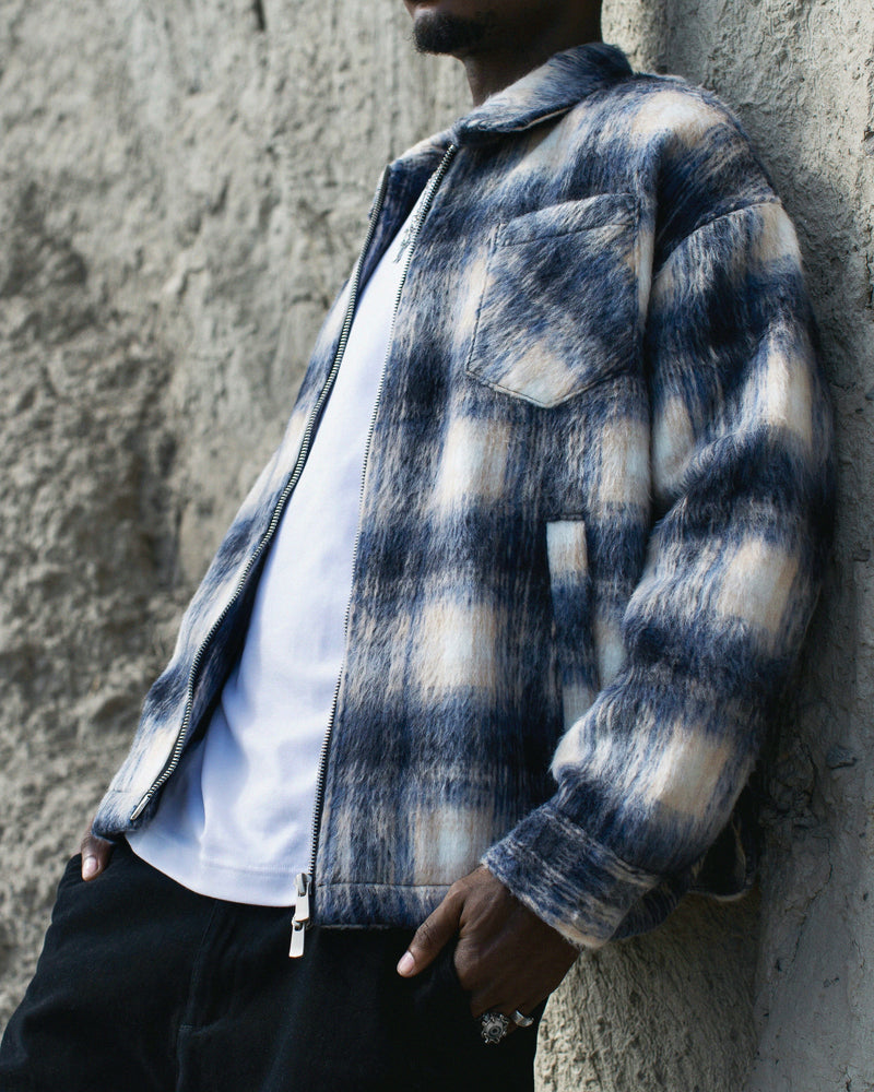 Flannel Zip Overshirt - Blue