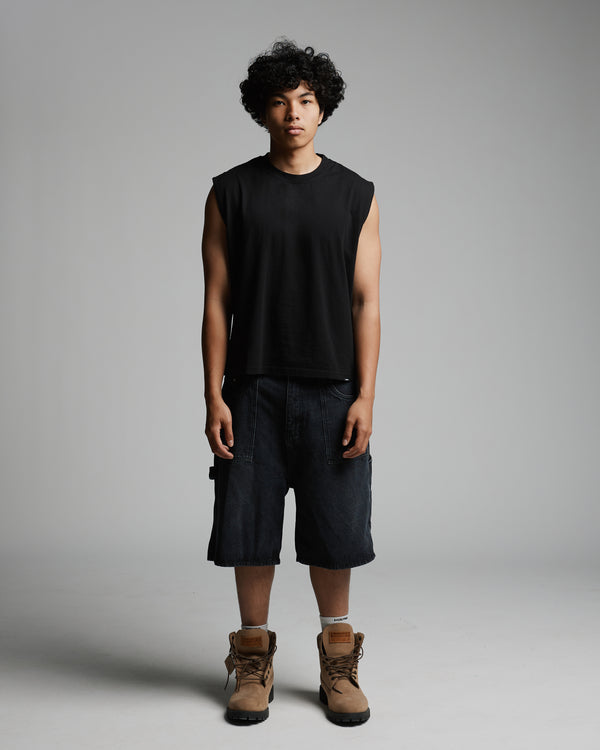 Cropped Tank Top - Black