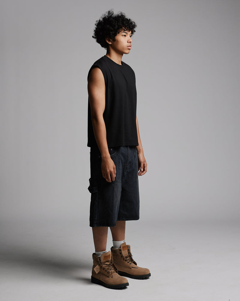 Cropped Tank Top - Black