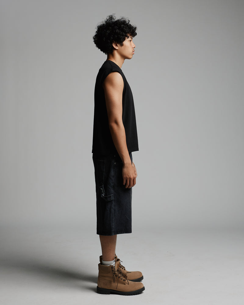 Cropped Tank Top - Black