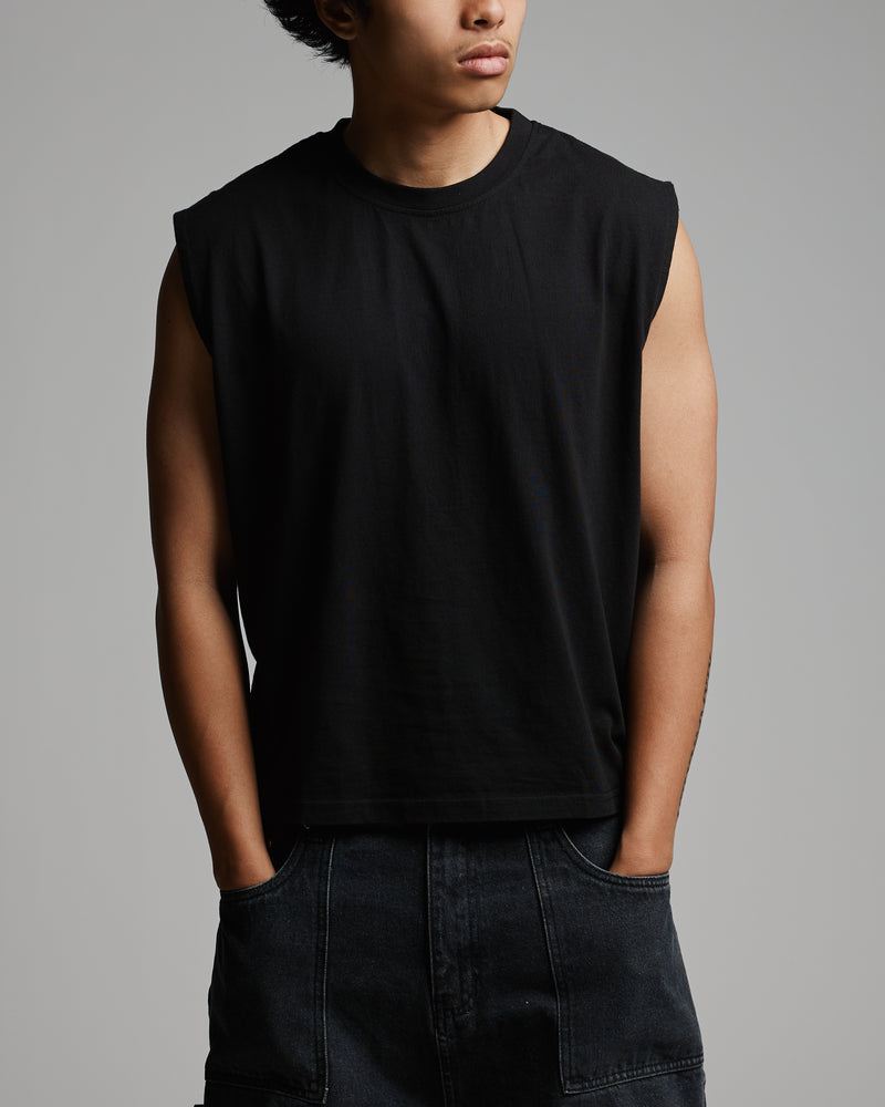 Cropped Tank Top - Black