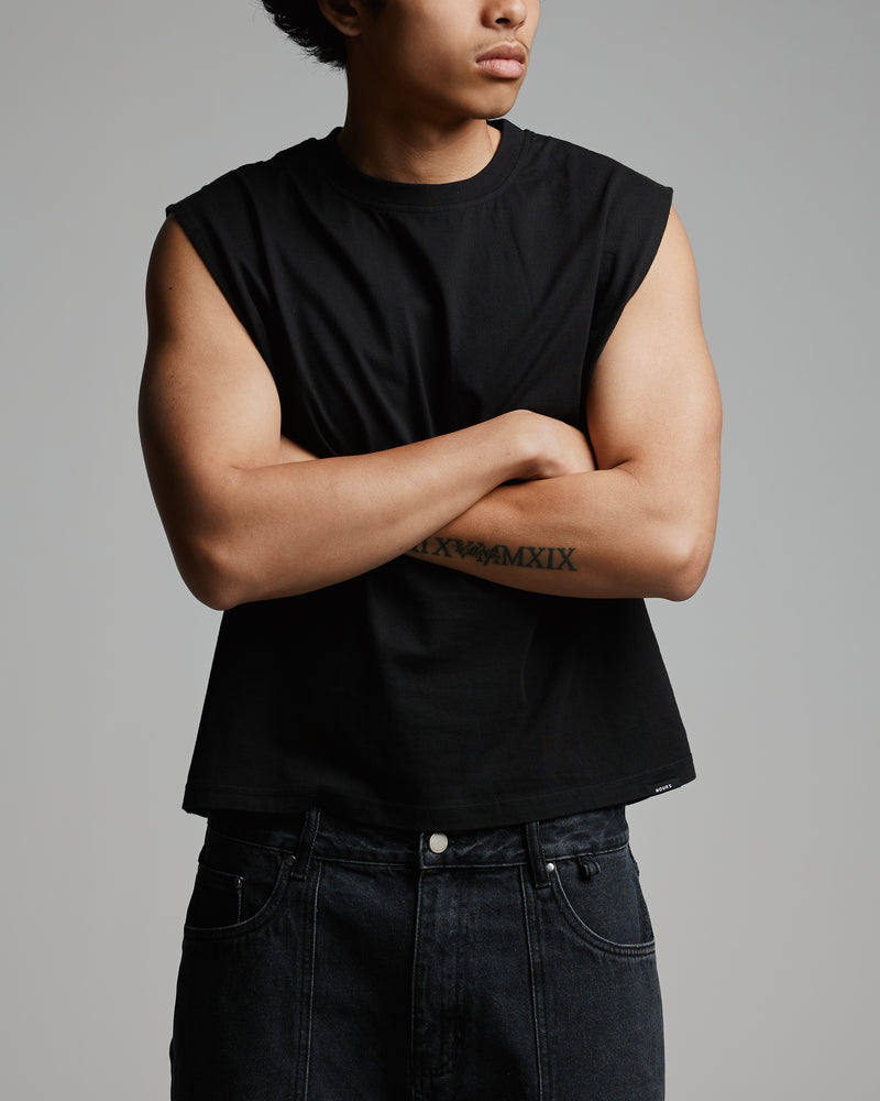 Cropped Tank Top - Black