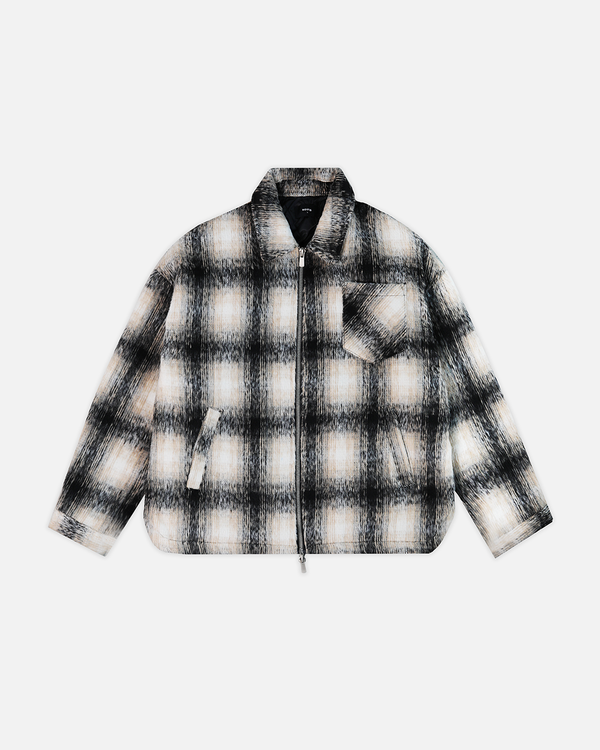 Flannel Zip Overshirt - Black